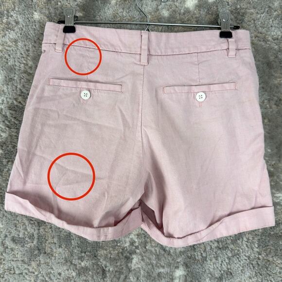H&M LOGG Size 4 Flat Front Stretch Shorts Pink Button Zip Pocket Casual Cotton - Picture 3 of 8